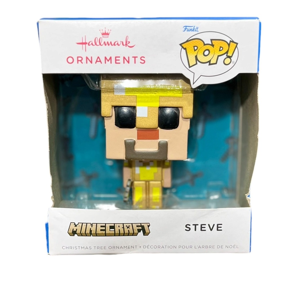 Hallmark Funko Pop Minecraft Steve Christmas Ornament 2022 Gold Armor Boxed